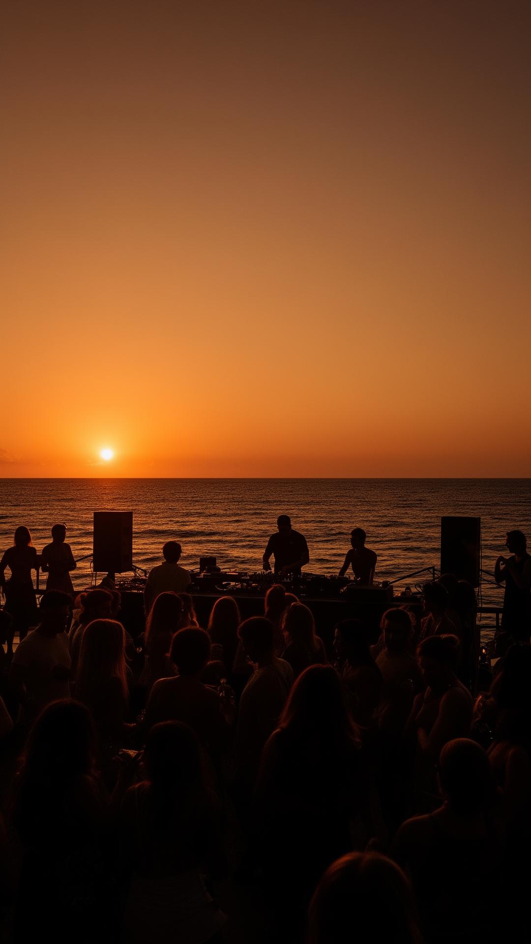 Sunset gathering by the ocean